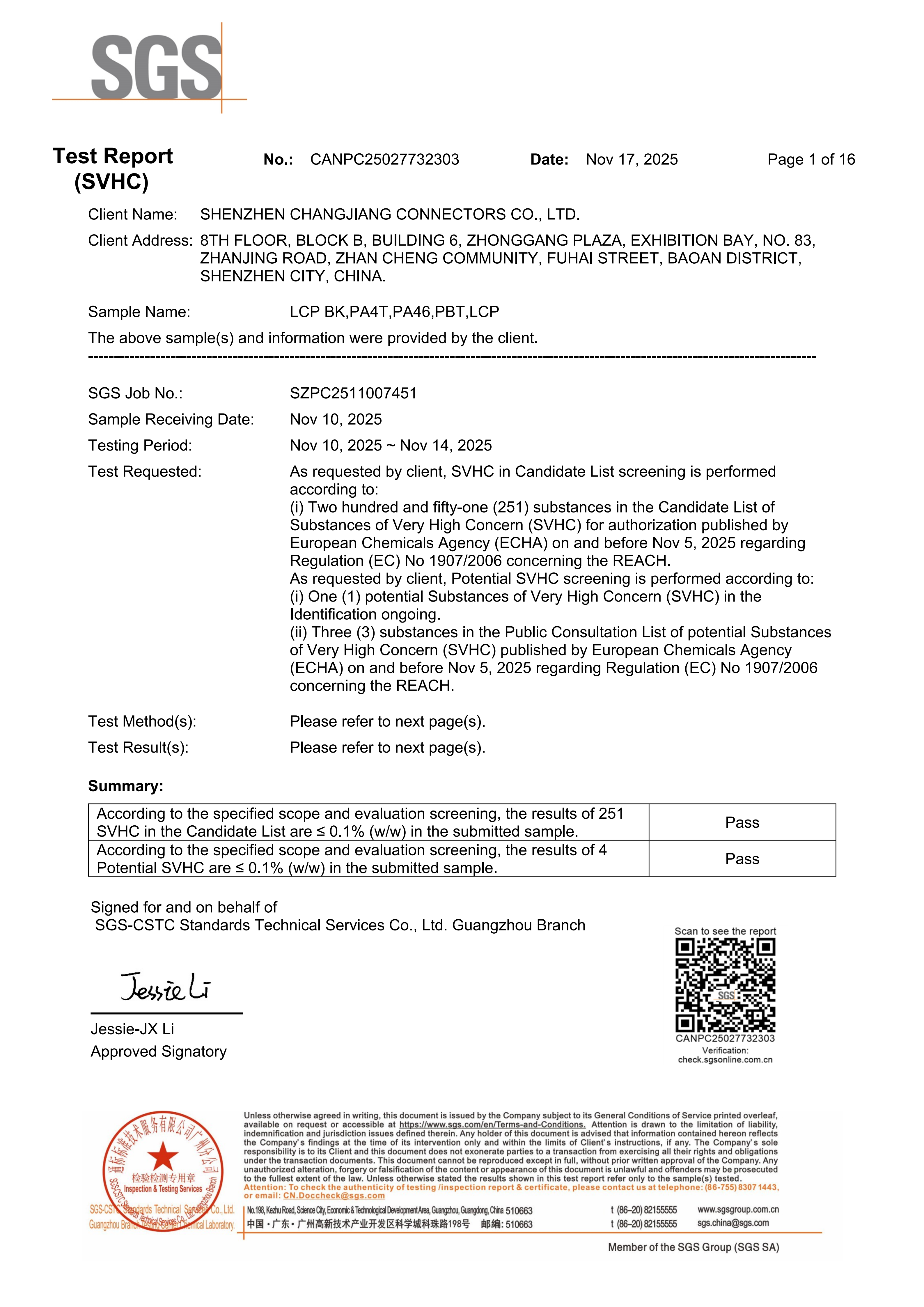 REACH LCP BK  PA4T  PA46  PBT